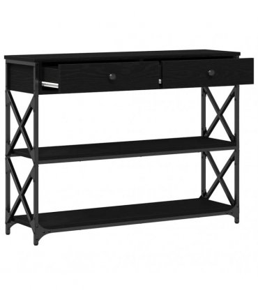 vidaXL Console Table with Drawer with Shelf Black oak 100 x 28 x 75 cm