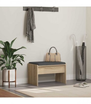 vidaXL Hall Bench with Cushion Sonoma Oak 63 x 38 x 40 cm