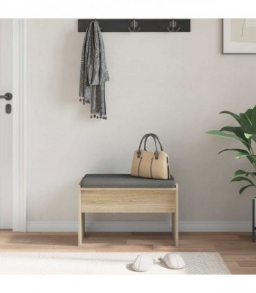 vidaXL Hall Bench with Cushion Sonoma Oak 63 x 38 x 40 cm