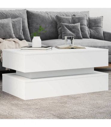 vidaXL Coffee Table with LED Lights White 90x50x40 cm