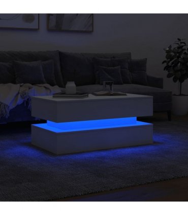 vidaXL Coffee Table with LED Lights White 90x50x40 cm