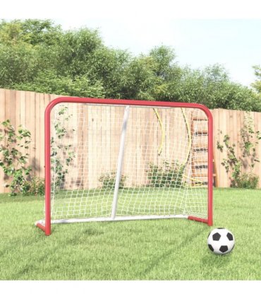 vidaXL Hockey Goal with Net Red&White 153x60x118 cm Steel&Polyester