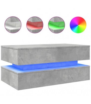 vidaXL Coffee Table with LED Lights Concrete Grey 90x50x40 cm