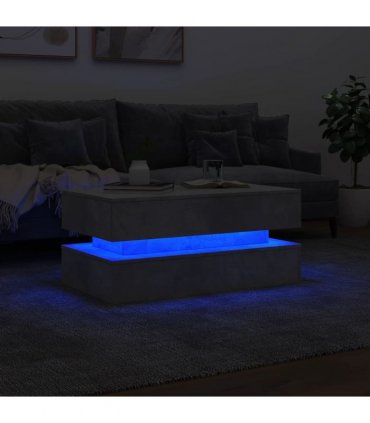 vidaXL Coffee Table with LED Lights Concrete Grey 90x50x40 cm