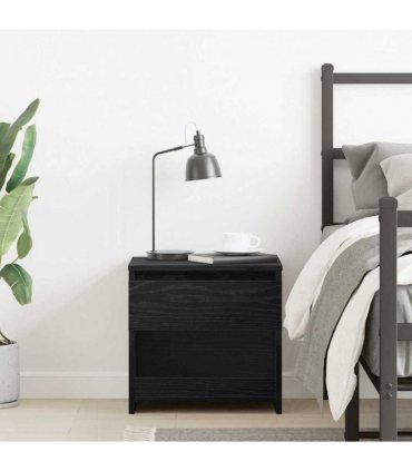 vidaXL Bedside Cabinet Black Oak 40 x 30 x 39 cm Engineered Wood