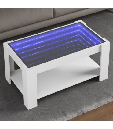 vidaXL Coffee Table with LED White 93x53x45 cm Engineered Wood