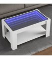 vidaXL Coffee Table with LED White 93x53x45 cm Engineered Wood