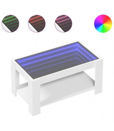 vidaXL Coffee Table with LED White 93x53x45 cm Engineered Wood