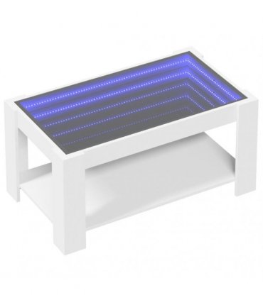 vidaXL Coffee Table with LED White 93x53x45 cm Engineered Wood