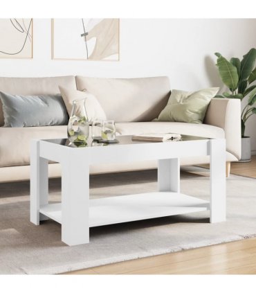 vidaXL Coffee Table with LED White 93x53x45 cm Engineered Wood