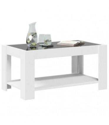 vidaXL Coffee Table with LED White 93x53x45 cm Engineered Wood