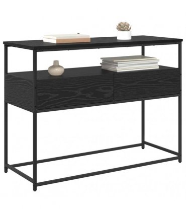 vidaXL Console Table Black Oak 100 x 40 x 75 cm Engineered Wood