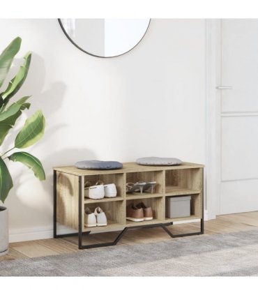 vidaXL Shoe Cabinet Sonoma Oak 90x38x45.5 cm Engineered Wood