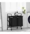 vidaXL Laundry Basket 2 Compartments with Wheels Grey Sonoma