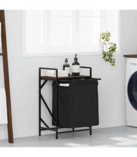 vidaXL Laundry Basket 1 Compartment with Shelf Brown Oak