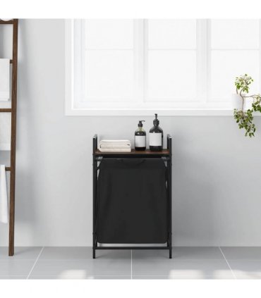 vidaXL Laundry Basket 1 Compartment with Shelf Brown Oak