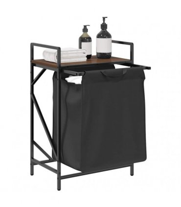 vidaXL Laundry Basket 1 Compartment with Shelf Brown Oak
