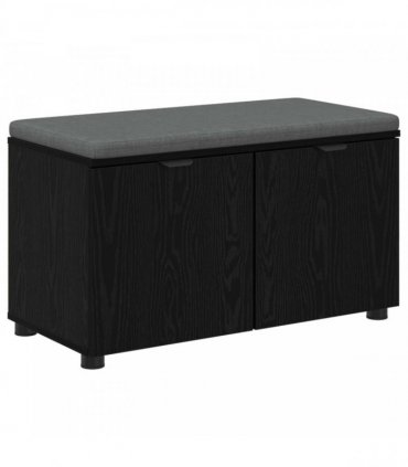 vidaXL Hall Bench Black Oak 80 x 38 x 46 cm Engineered Wood and Fabric