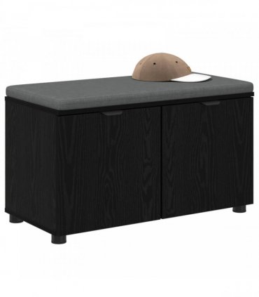 vidaXL Hall Bench Black Oak 80 x 38 x 46 cm Engineered Wood and Fabric
