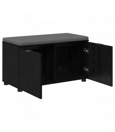 vidaXL Hall Bench Black Oak 80 x 38 x 46 cm Engineered Wood and Fabric