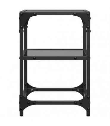 vidaXL Coffee Tables with Black Glass Top 2 pcs 30x30x45 cm Steel