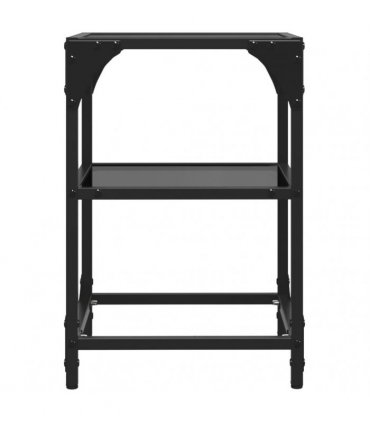 vidaXL Coffee Tables with Black Glass Top 2 pcs 30x30x45 cm Steel