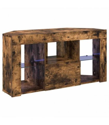 vidaXL Corner LED TV Cabinet Wall-mounted Smoked Oak 100 x 40 x 50 cm