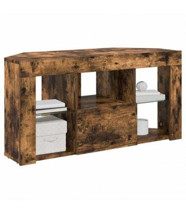 vidaXL Corner LED TV Cabinet Wall-mounted Smoked Oak 100 x 40 x 50 cm