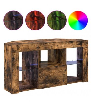 vidaXL Corner LED TV Cabinet Wall-mounted Smoked Oak 100 x 40 x 50 cm