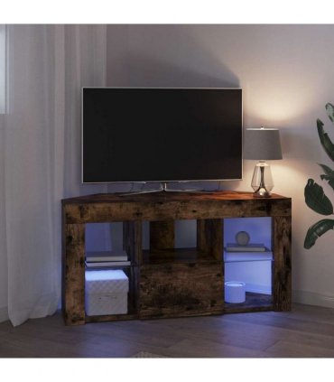 vidaXL Corner LED TV Cabinet Wall-mounted Smoked Oak 100 x 40 x 50 cm