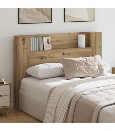vidaXL Headboard Cabinet with LED Artisan Oak 140 x 16.5 x 103.5 cm
