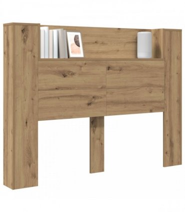 vidaXL Headboard Cabinet with LED Artisan Oak 140 x 16.5 x 103.5 cm