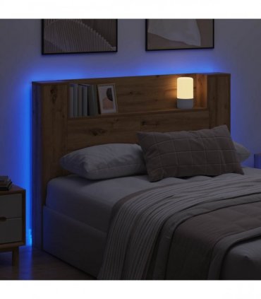 vidaXL Headboard Cabinet with LED Artisan Oak 140 x 16.5 x 103.5 cm