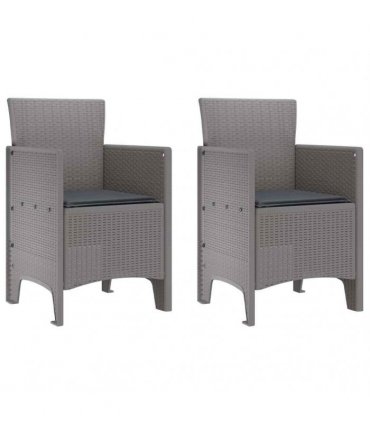 vidaXL Garden Chair 2 pcs Light Grey 53 x 49 x 85 cm Polypropylene