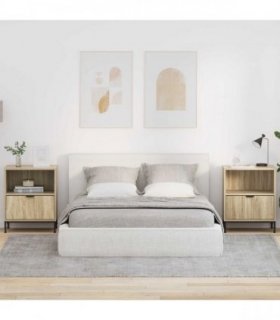 vidaXL Bedside Cabinet with Drawer 2 pcs Sonoma oak 49 x 36 x 61 cm