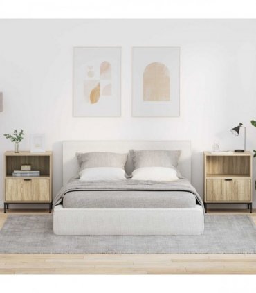 vidaXL Bedside Cabinet with Drawer 2 pcs Sonoma oak 49 x 36 x 61 cm