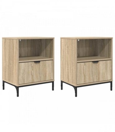 vidaXL Bedside Cabinet with Drawer 2 pcs Sonoma oak 49 x 36 x 61 cm