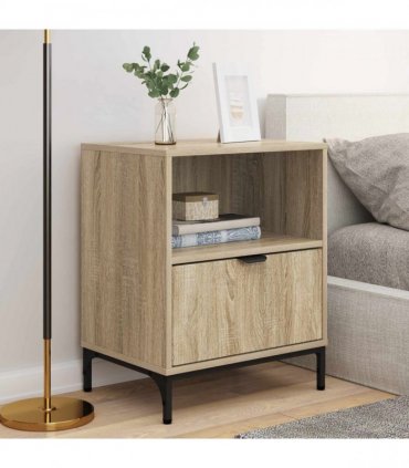 vidaXL Bedside Cabinet with Drawer 2 pcs Sonoma oak 49 x 36 x 61 cm