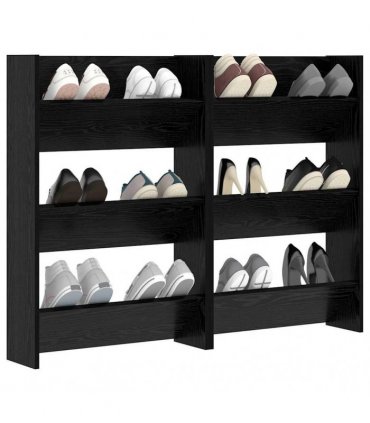 vidaXL Shoe Cabinet 2 pcs Black Oak 60 x 18 x 90 cm Engineered Wood