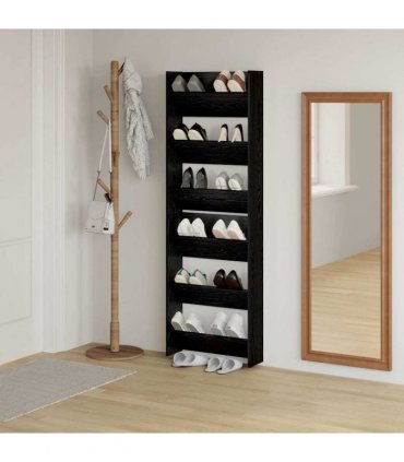 vidaXL Shoe Cabinet 2 pcs Black Oak 60 x 18 x 90 cm Engineered Wood