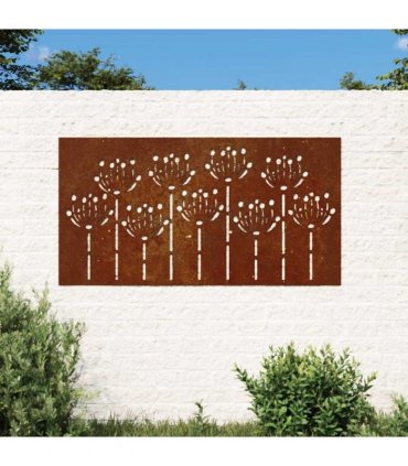 vidaXL Garden Wall Decoration 105x55 cm Corten Steel Flower Design