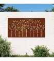 vidaXL Garden Wall Decoration 105x55 cm Corten Steel Flower Design