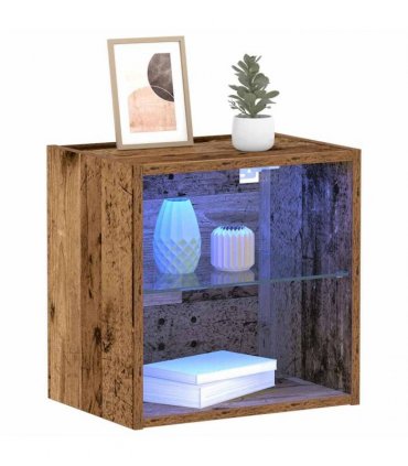 vidaXL Floating Shelf with LED Light Brown 40 x 28.5 x 40 cm