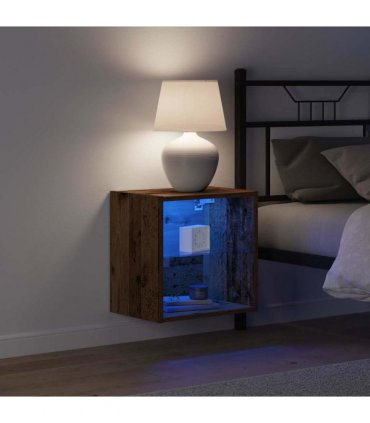 vidaXL Floating Shelf with LED Light Brown 40 x 28.5 x 40 cm