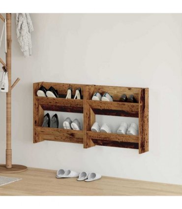 vidaXL Shoe Cabinet 2 pcs Old Wood 60 x 18 x 60 cm Engineered Wood