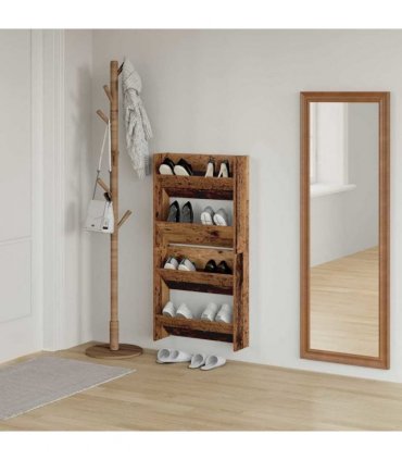 vidaXL Shoe Cabinet 2 pcs Old Wood 60 x 18 x 60 cm Engineered Wood