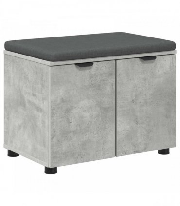 vidaXL Hall Bench with Cushion with Door Concrete Grey 60 x 38 x 46 cm