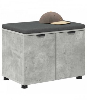 vidaXL Hall Bench with Cushion with Door Concrete Grey 60 x 38 x 46 cm