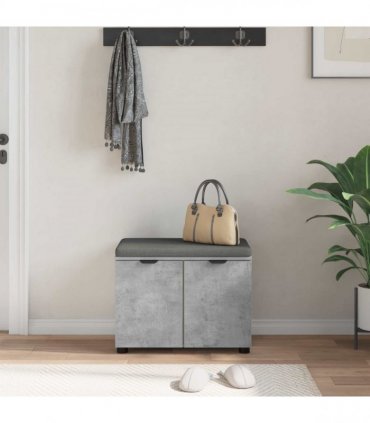 vidaXL Hall Bench with Cushion with Door Concrete Grey 60 x 38 x 46 cm