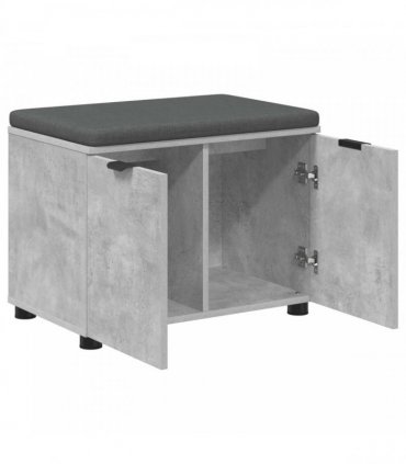 vidaXL Hall Bench with Cushion with Door Concrete Grey 60 x 38 x 46 cm
